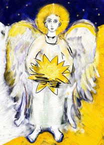 Postkarte Engel mit Stern klein